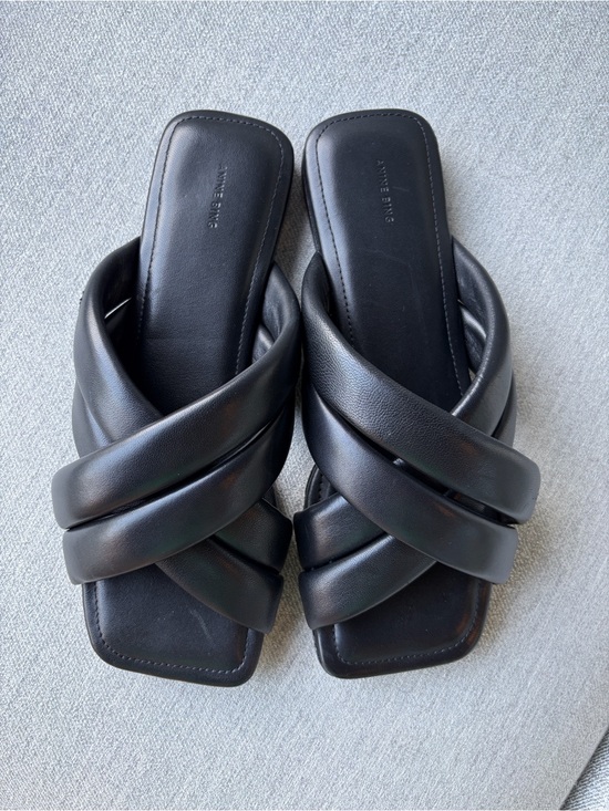 Anine Bing Shoes - Anine Bing Black Eve Padded Crisscross Slide Sandals